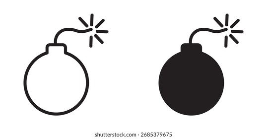 ícone de silhueta e linha de bomba, ilustração vetorial