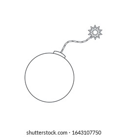 Bomb lines icon isolated on white background. Flat designe. Vector stock illustration.