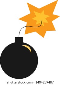 A Bomb With A Lit Fuse, Vector, Color Drawing Or Illustration. 