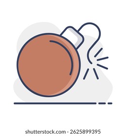 Bomba com ícone de vetor de fusível aceso. Sinal de segurança. Símbolo de gráfico para o design, o logotipo, o aplicativo, a interface do usuário do seu site