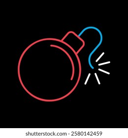 Bomb with lit fuse vector on black background icon. Security sign. Graph symbol for your web site design, logo, app, UI