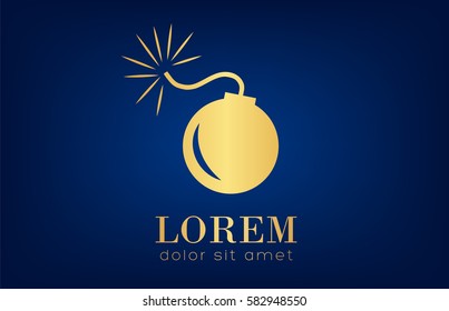 Bomb logo Vector golden design.