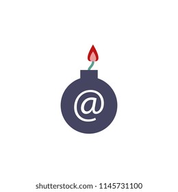 bomb in the mail icon. Element of cyber security icon for mobile concept and web apps. Colored bomb in the mail icon can be used for web and mobile
