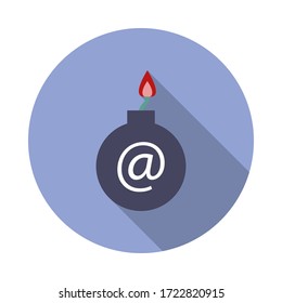 en el icono de la sombra larga del correo. Simple vector de color de iconos antivirus para ui y ux, sitio web o aplicación móvil