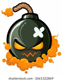 bomb mascot cartoon in vector