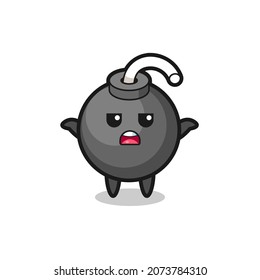 bomb mascot character saying I do not know , cute style design for t shirt, sticker, logo element