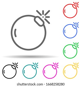 icono de bomba de estilo multicolor. Línea delgada simple, contorno vectorial de iconos web para ui y ux, sitio web o aplicación móvil