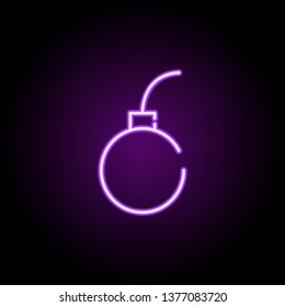 bomb neon icon. Elements of construction set. Simple icon for websites, web design, mobile app, info graphics