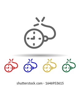 Bomb-Uhr-Symbol mit mehreren Farben. Einfache dünne Linie, Vektorillustration von Web-Icons für i und ux, Website oder mobile Applikationen