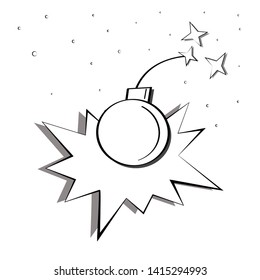 Bomb on the flash from the explosion and sparks on the cord. Comic pop art vector
