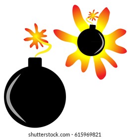 Bomb on white background. Vector illustration.