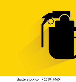 bomb on yellow background in flat and shadow style