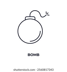 bomb outline icon. Linear vector from army and military concept. Thin line bomb icon isolated on white background
