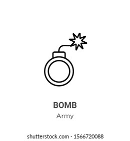 Bomb outline vector icon. Thin line black bomb icon, flat vector simple element illustration from editable army concept isolated on white background