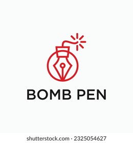 bomb with pen logo design vector silhouette illustration