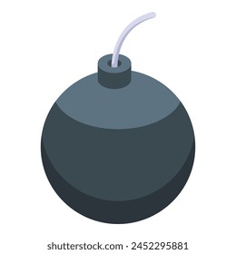 Bomb petard icon isometric vector. Round ball. Black color design