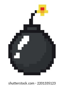 icono aislado de píxel de bomba