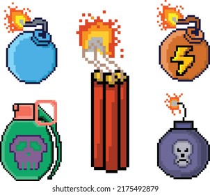 Bomb Pixelkunstsatz. Explosionspixelkunst-Minecraft