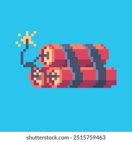 Arte del pixel de la bomba, Ilustración vectorial en fondo aislado.