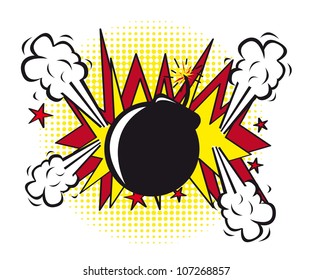 Bomb Pop Art Over White Background. Vector Illustration