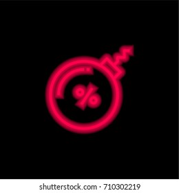 Bomb red glowing neon ui ux icon. Glowing sign logo vector