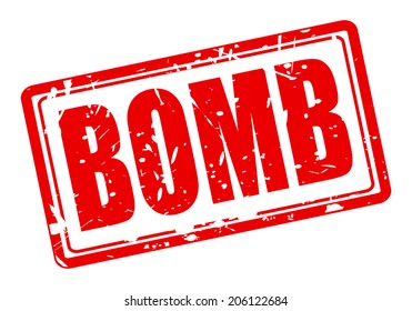 BOMB red stamp text on white