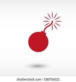 bomb - red vector  icon with shadow