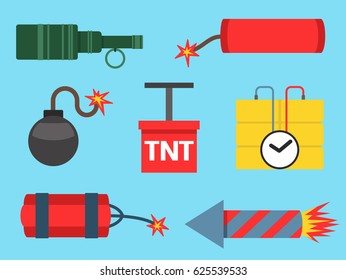 Bomb and rockets vector illustration weapon explosion