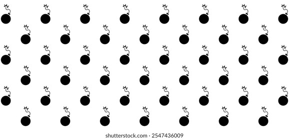 Bomba Padrão sem costura ícone de vetor granada desenho animado isolado papel de parede fundo