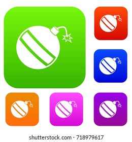 Bomb set icon color in flat style isolated on white. Collection sings vector illustration