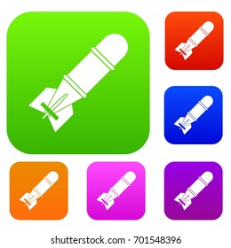 Bomb set icon in different colors isolated vector illustration. Premium collection