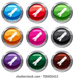 Bomb set icon isolated on white. 9 icon collection vector illustration