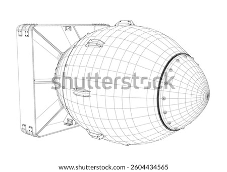 A bomb is shown in a black and white drawing. The bomb is large and has a pointed top. The drawing is in black and white, giving it a dramatic and ominous feel