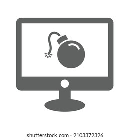 Bombenzeichen und Computersymbol. Graue Vektorgrafiken.