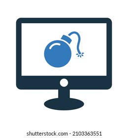 Signo de bomba e icono de computadora. Ilustración vectorial simple editable.