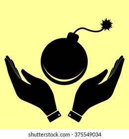 Bomb sign. Flat style icon vector illustration.