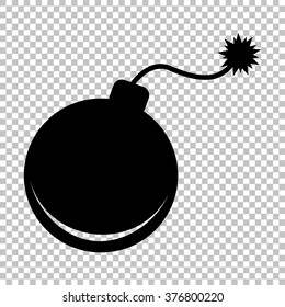 Bomb sign. Flat style icon on transparent background