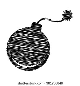 Bomb sign. Icon with scribble effect