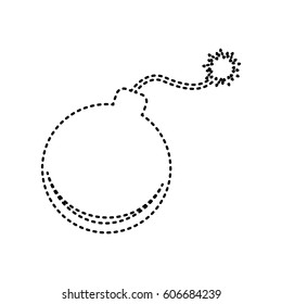 Bomb sign illustration. Vector. Black dashed icon on white background. Isolated.