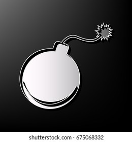 Bomb sign illustration. Vector. Gray 3d printed icon on black background.