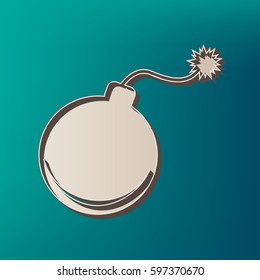 Bomb sign illustration. Vector. Icon printed at 3d on sea color background.