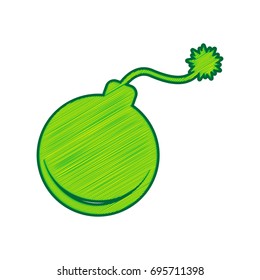 Bomb sign illustration. Vector. Lemon scribble icon on white background. Isolated