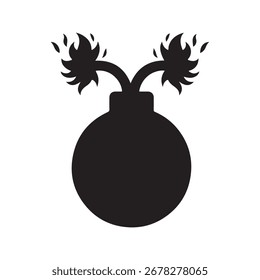 Bomb silhouette vector flat illustration on white background.