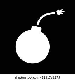 bomb simple icon, black and white, vector illustration 