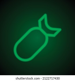 Vector de icono simple de bomba. Diseño plano. Neón verde sobre fondo negro con luz verde.ai