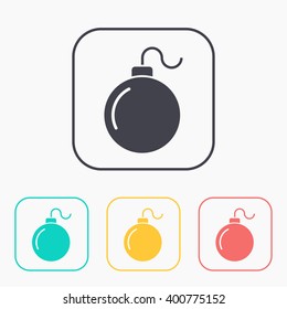 bomb simple vector color icon set 