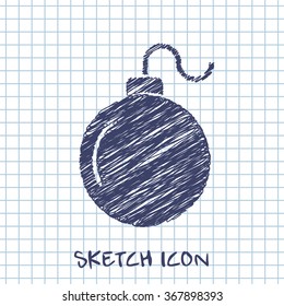 bomb simple vector sketch icon 