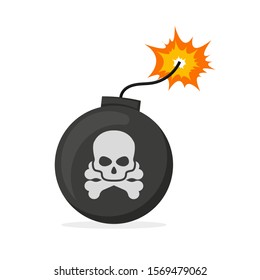 bomb with a skull in flat style on a white background