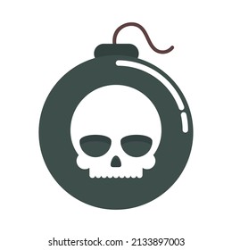 bomb with skull icon isolated