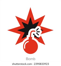 Concepto de icono de bomba y chispa